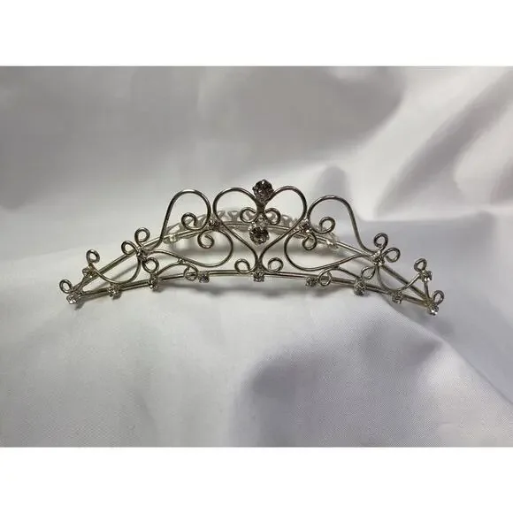 Vintage 90’s Y2K Rhinestone Tiara Silver Tone Comb Wedding Prom Bridal - Picture 2 of 11